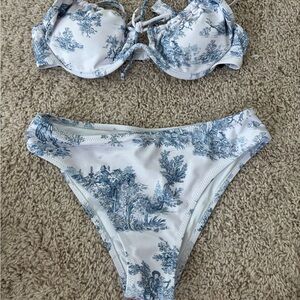 Cider Blue and White Toile Bikini Set 🩵🤍